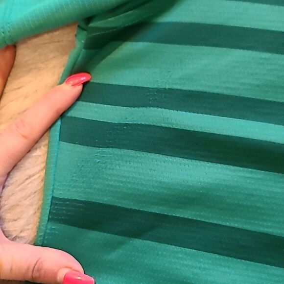 Nike dri‎ fit men's standard fit green stripped polo size large - Picture 4 of 7